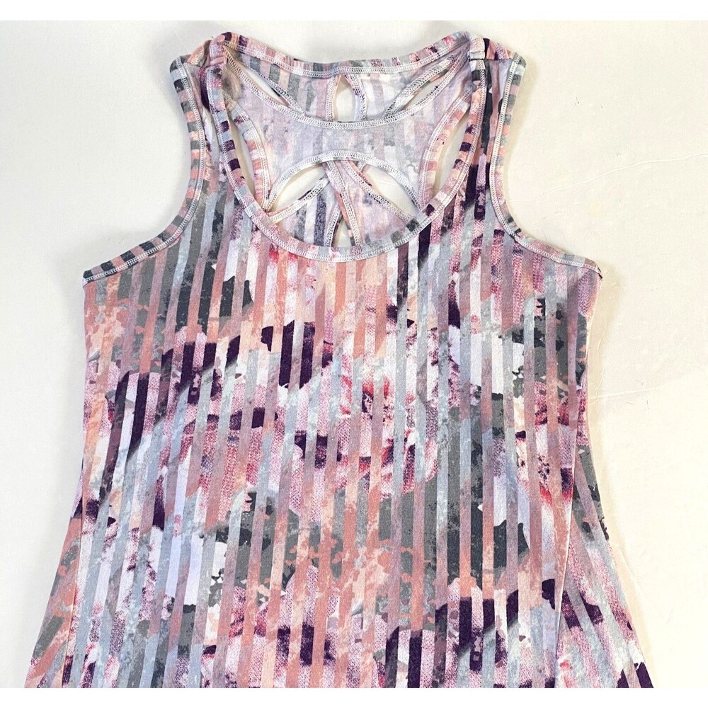 Calia Racerback Keyhole Tank Top Womens Size XS Multicolor Stripes Floral